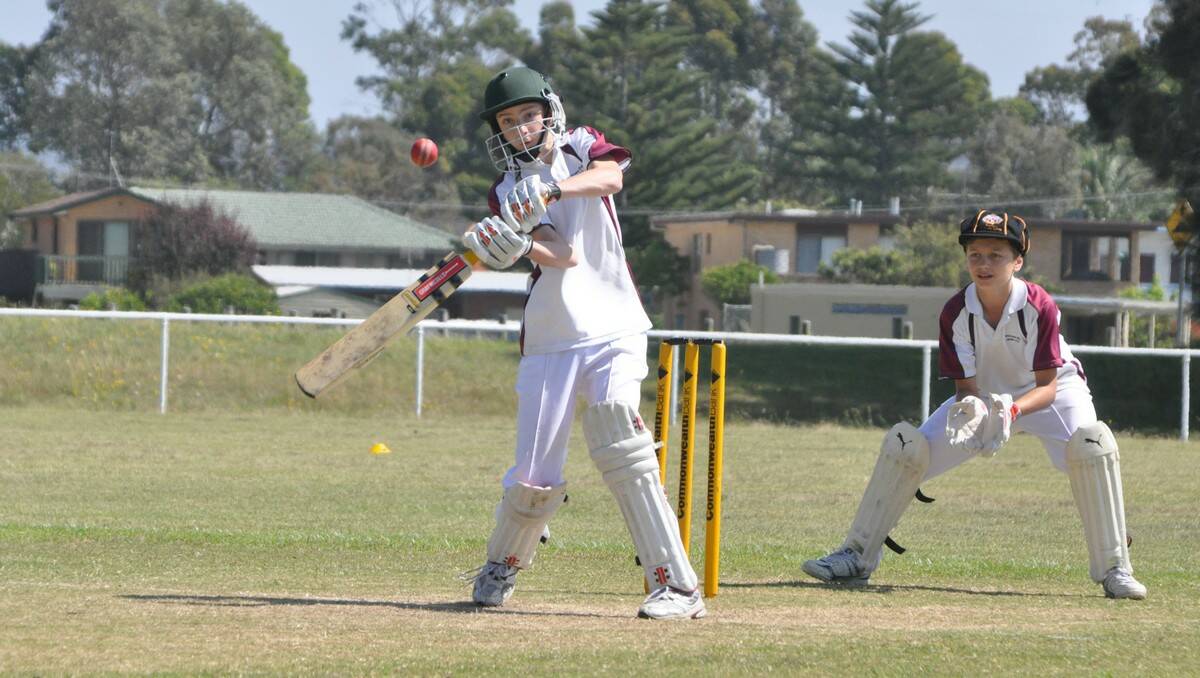 CAPTAIN’S KNOCK: Matthew Klarica smashes one to the on-side during his knock of 27 on Saturday.  PHOTO: Dean Benson.